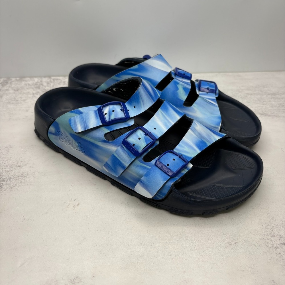 Birki's by Birkenstock Sansibar Slide Sandals 40 Blue Tie Dye Beach Triple Strap